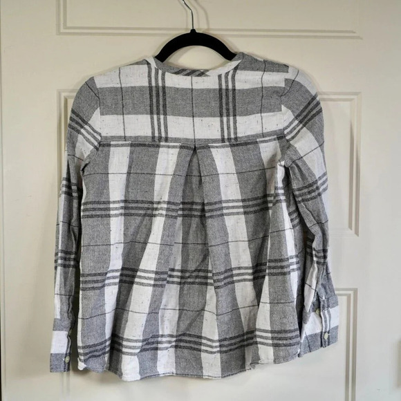 Madewell Womens Collarless Button Down‎ Plaid Shirt XXS Minimalist Basic - Picture 6 of 7